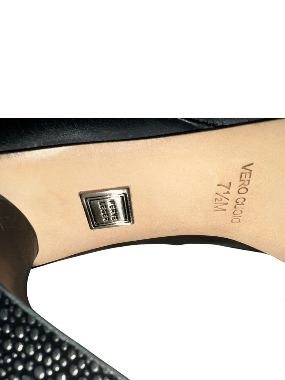 Herve Leger Nora metallic-studded heel Black Leather Over-the-Knee PeepToe Boots